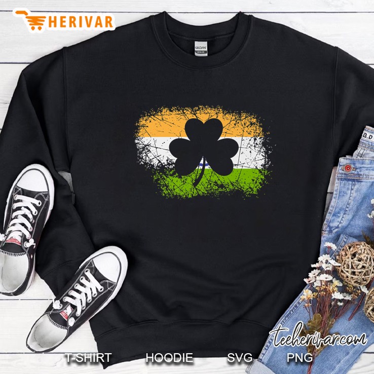 Indian Flag Shamrock Silhouette Grunge Version Sweatshirt