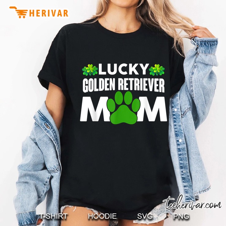 Lucky Golden Retriever Mom Shamrock Version Ladies Tee