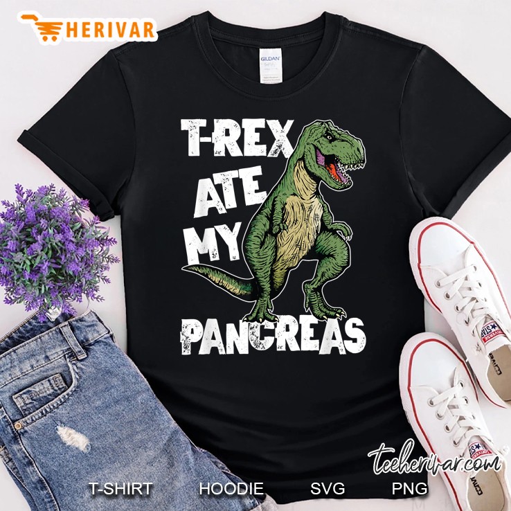 T-Rex Ate My Pancreas Dinosaur Funny Diabetes Awareness Day Shirt