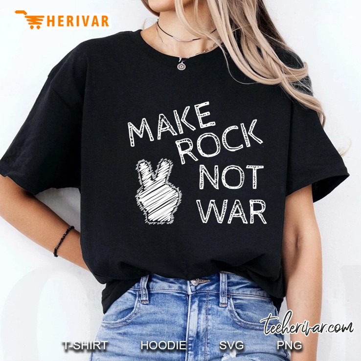 Make Rock Not War Peace Sign Hand Version Ladies Tee