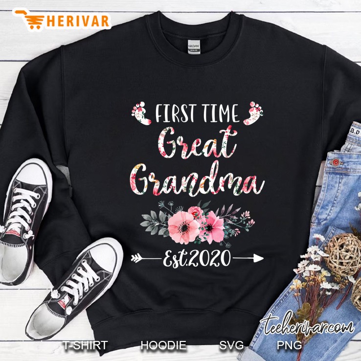 First Time Great Grandma Est 2020 Floral Version Sweatshirt