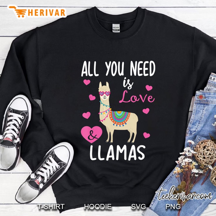 Valentine Llama All You Need Is Love Sweatshirt