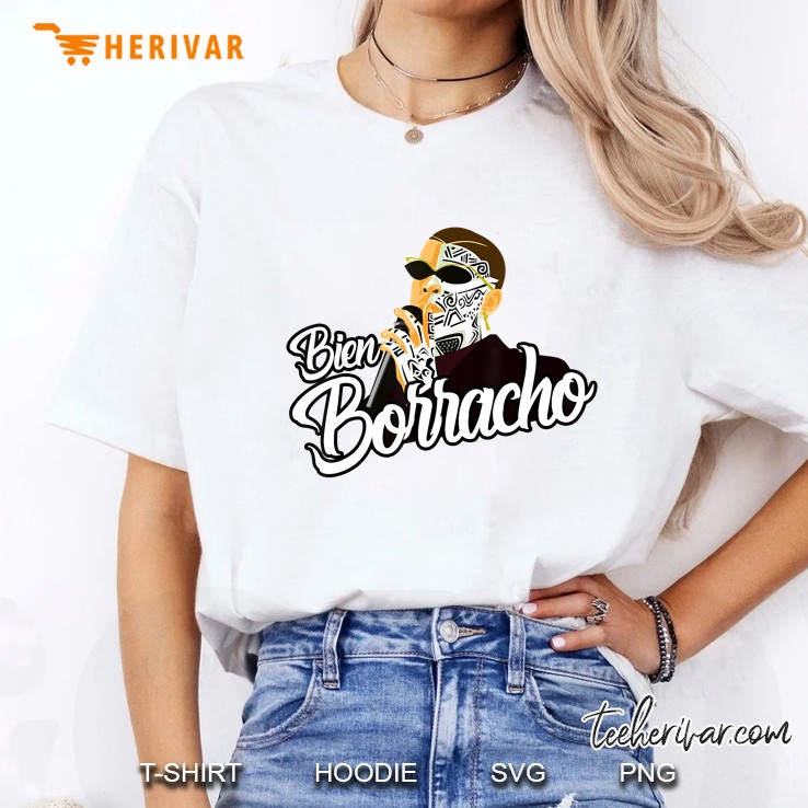 Bien Borracho Bad Bunny Skeleton White Version Ladies Tee