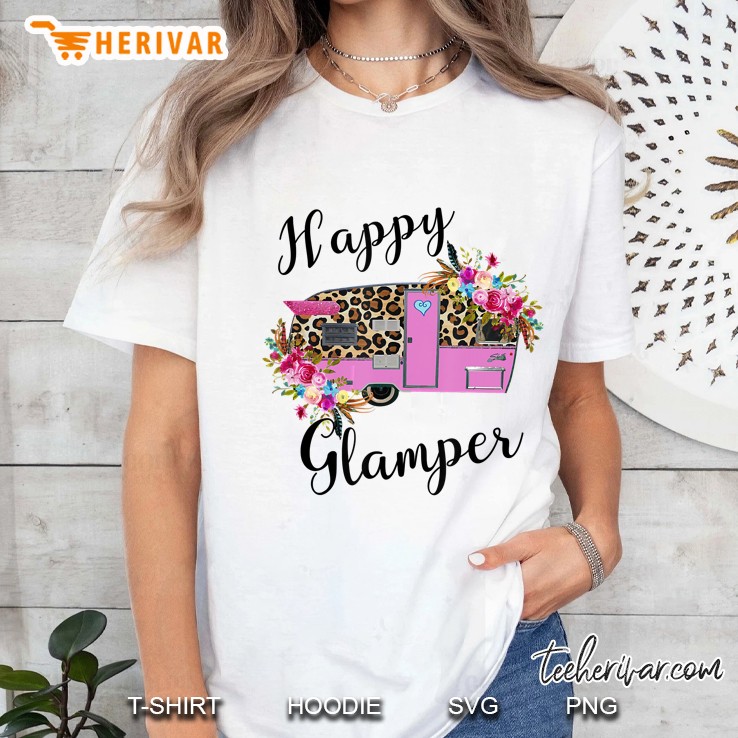 Happy Glamper Leopard White Version Ladies Tee