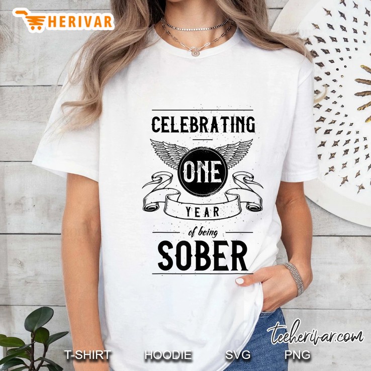 Celebrating 1 One Year Of Being Sober Ladies Tee