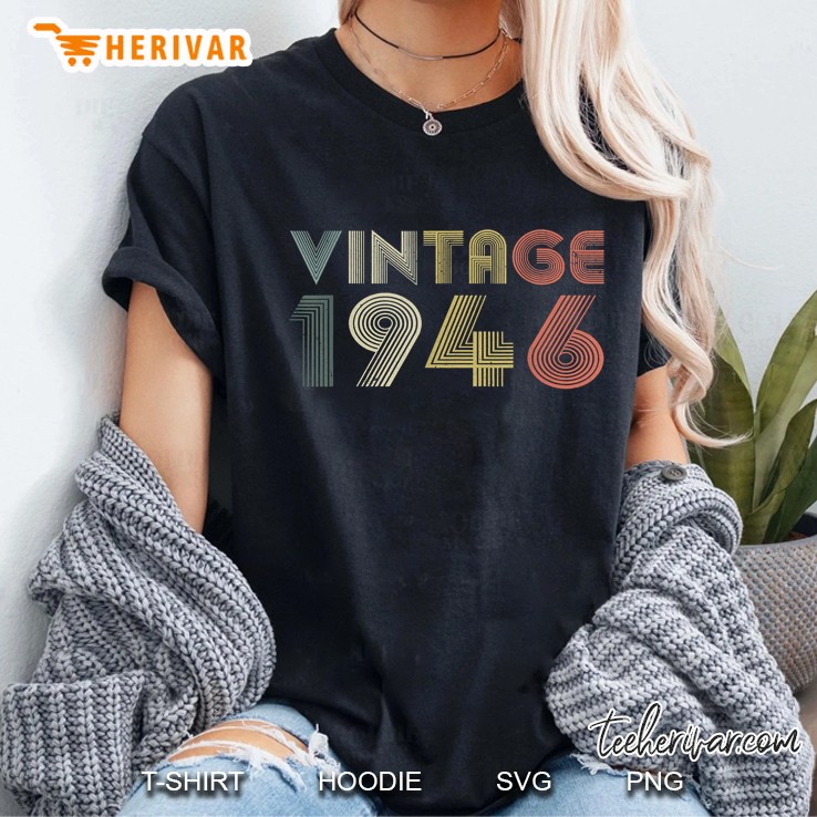 74Th Birthday Vintage Born In 1946 Ladies Tee