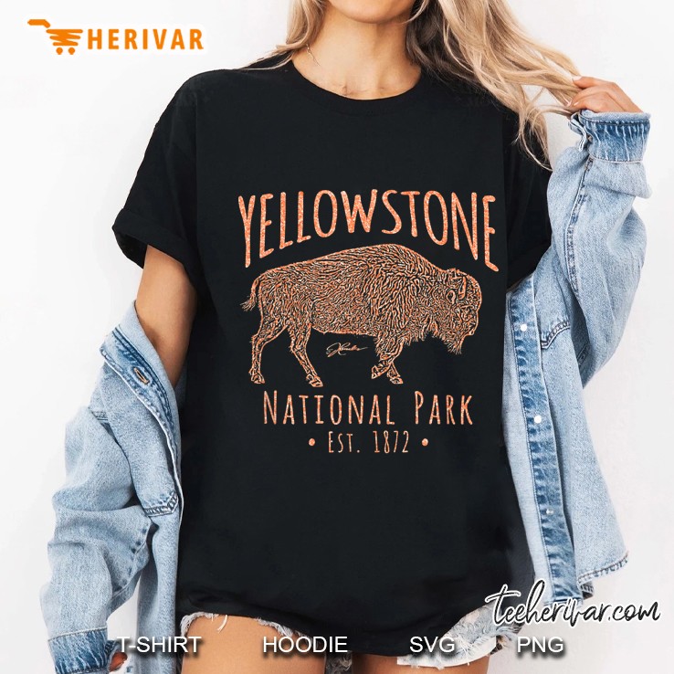 Yellowstone National Park Est 1872 Walking Bison Version Ladies Tee