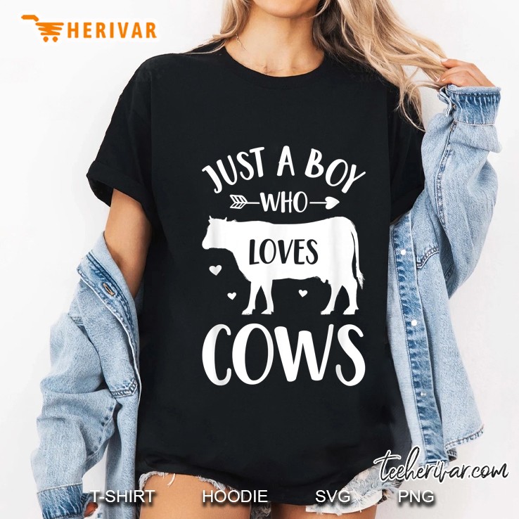 Just A Boy Who Loves Cows Cow Silhouette Version Ladies Tee