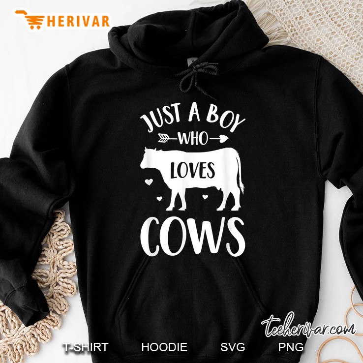 Just A Boy Who Loves Cows Cow Silhouette Version Hoodie