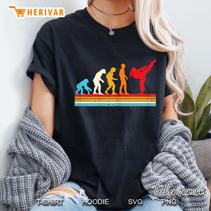 Karate Taekwondo Evolution Ponytail Kicking Women Vintage Version Ladies Tee