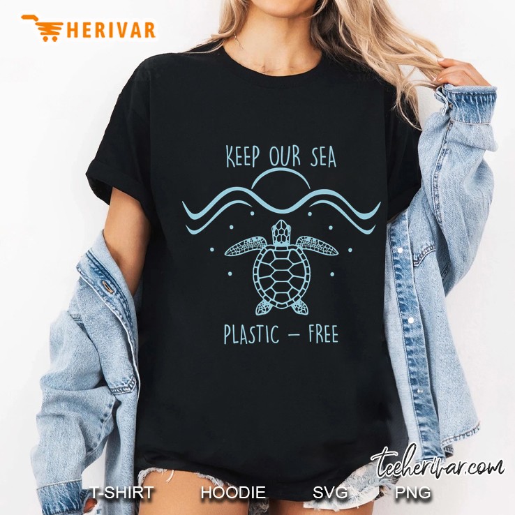 Keep Our Sea Plastic Free Turtle Version Ladies Tee