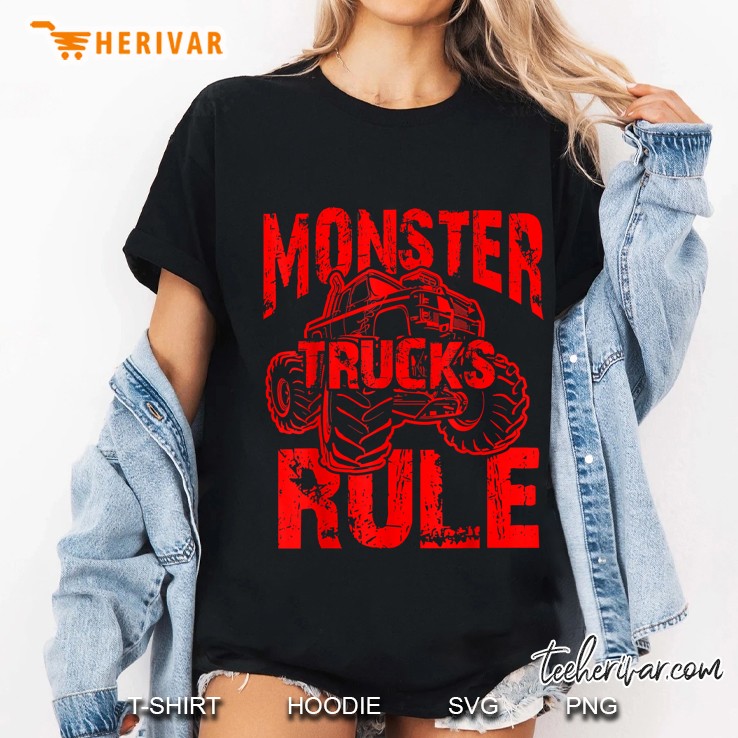 Monster Trucks Rule Red Monster Truck Version Ladies Tee