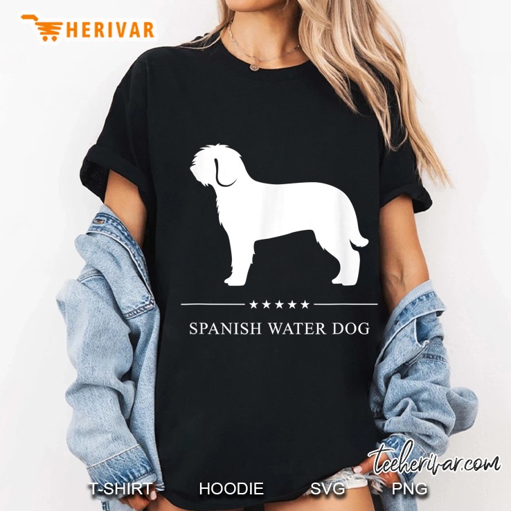Spanish Water Dog White Silhouette Ladies Tee