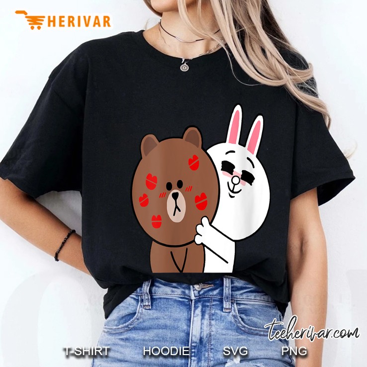 Cute Brown Bear Cony Bunny Rabbit Shower Me With Love Kisses Ladies Tee