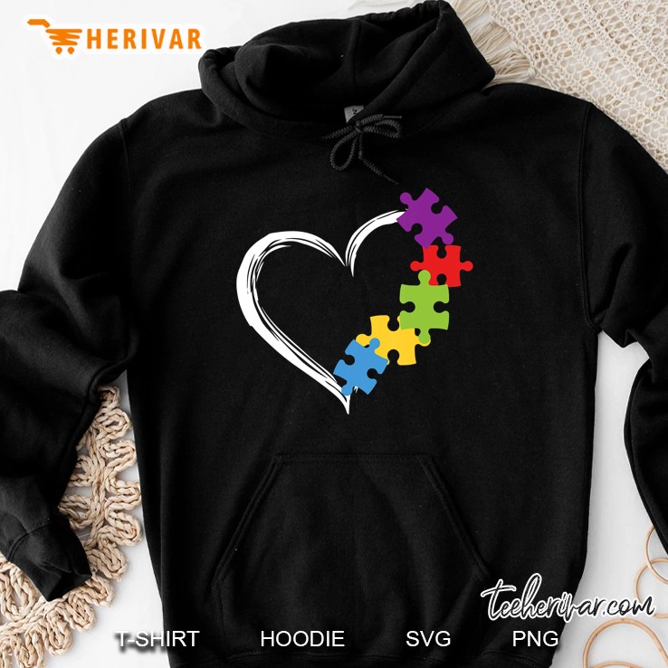 Colorful Puzzle Pieces Heart Hoodie
