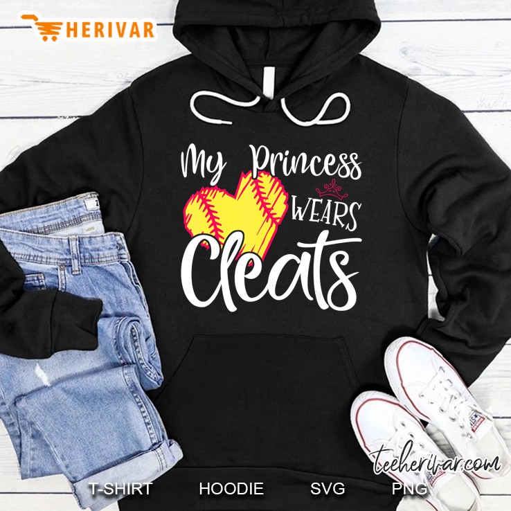 My Princess Wears Cleats Softball Heart Version Hoodie
