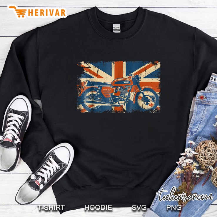 British Motorcycle 750 Triple Union Jack Flag Sweatshirt
