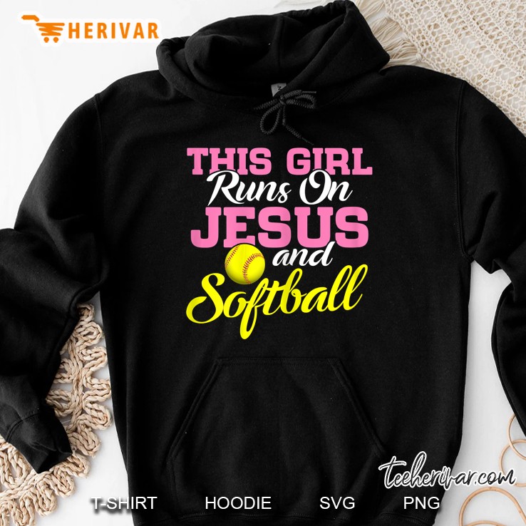This Girl Runs On Jesus And Softball Version2 Hoodie