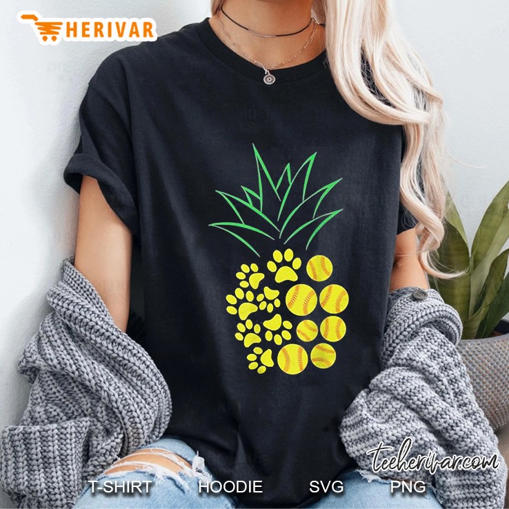 Dog Softball Pineapples Ladies Tee
