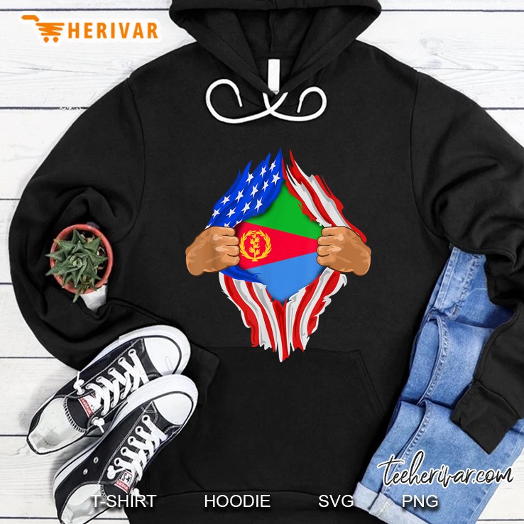 Eritrean Blood Inside Me Eritrean Flag And American Flag Version Hoodie
