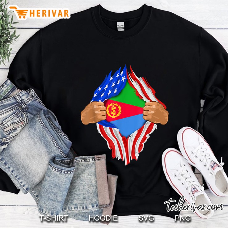 Eritrean Blood Inside Me Eritrean Flag And American Flag Version Sweatshirt
