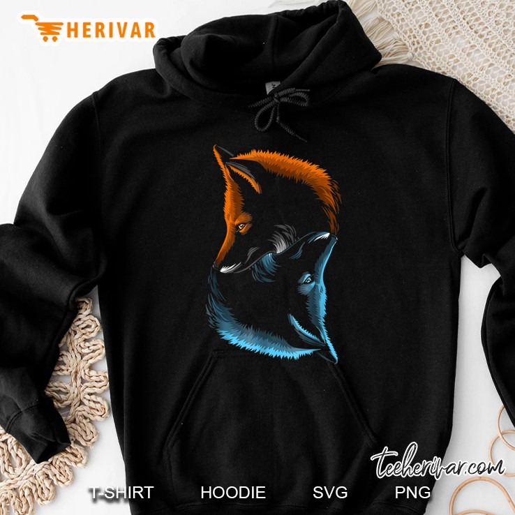 Fox Red And Blue Yin Yang Version Hoodie