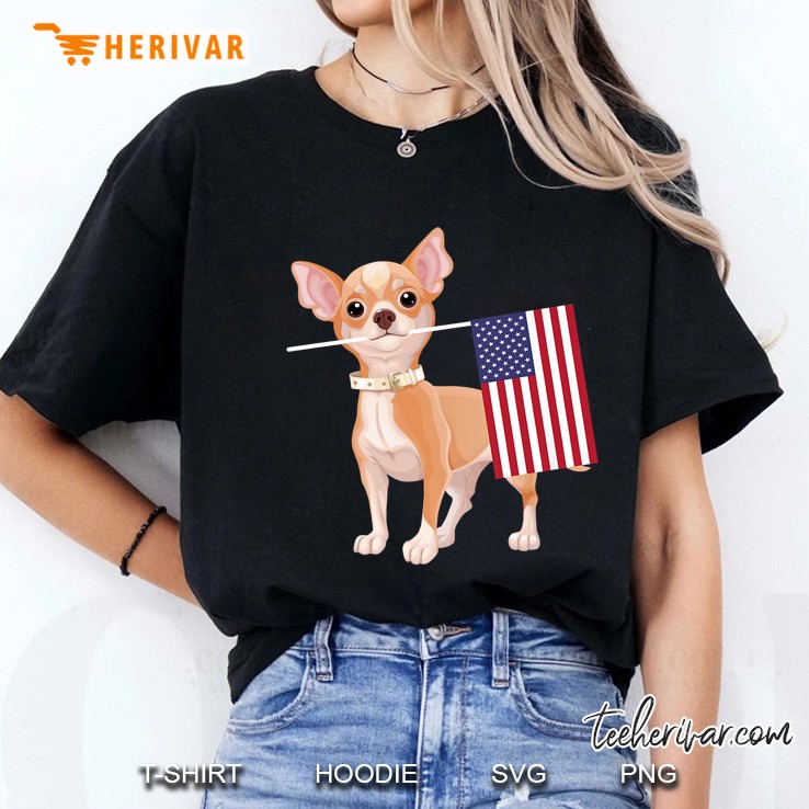 Chihuahua With American Flag Ladies Tee