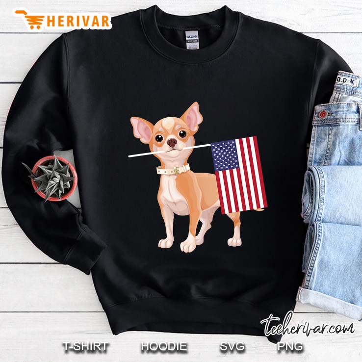 Chihuahua With American Flag Sweatshirt