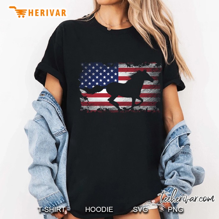 Horse Silhouette American Flag Version Ladies Tee