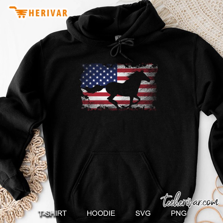 Horse Silhouette American Flag Version Hoodie