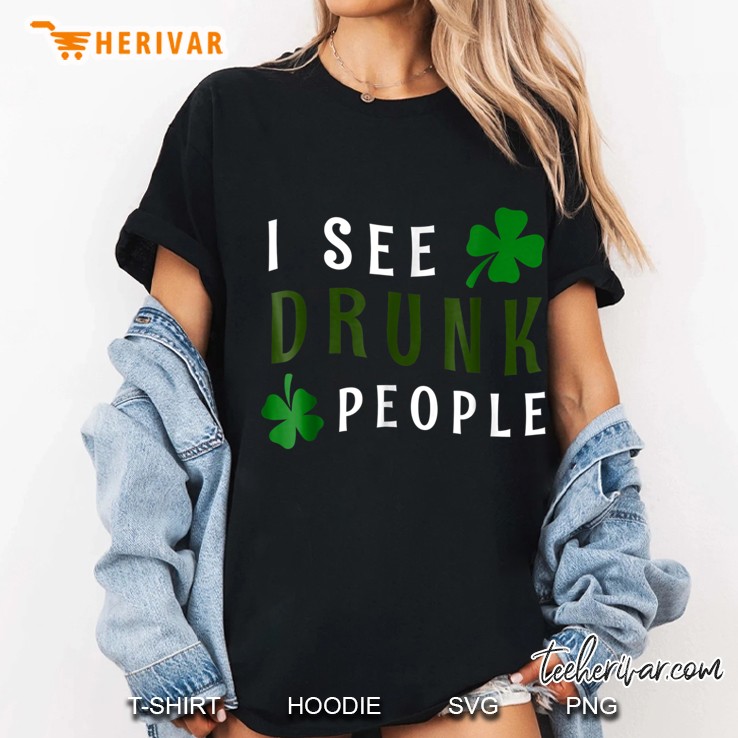 I See Drunk People Four Leaf Clover Version Ladies Tee