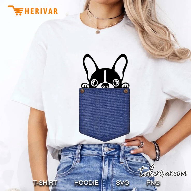 Boston Terrier In My Pocket Dog Lovers Funny Ladies Tee