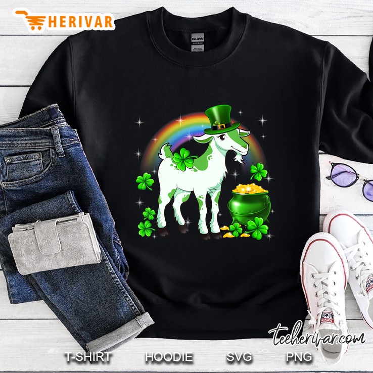 Leprechaun Goat With Four Leaf Clover And Gold Pot Sweatshirt