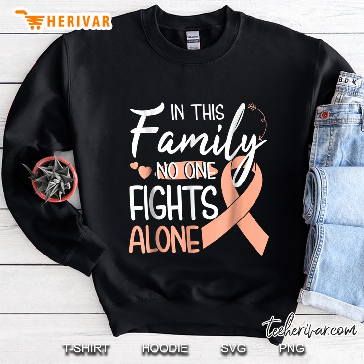In This Family No One Fights Alone Peach Ribbon Version Sweatshirt