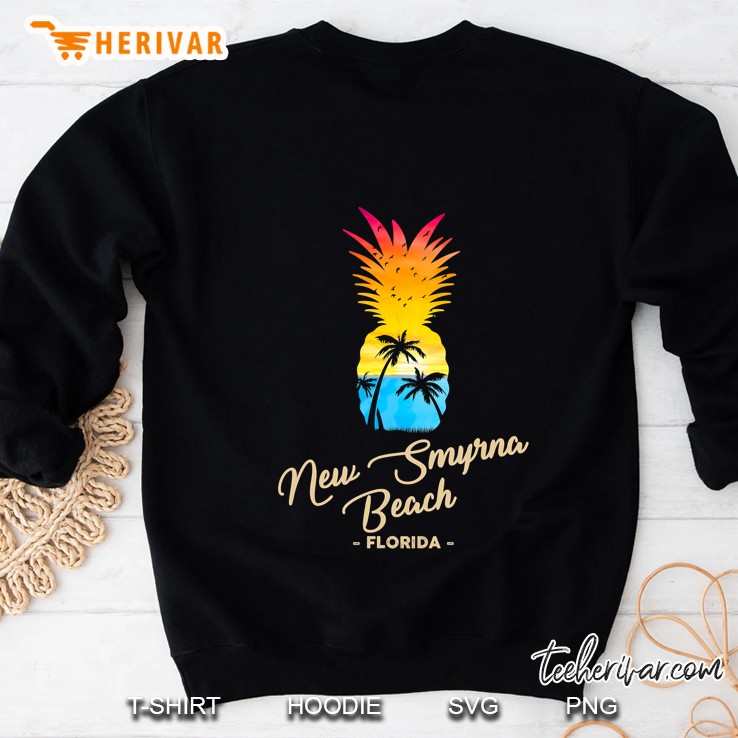 New Smyrna Beach Florida Pineapple Silhouette Sunset Vintage Version Sweatshirt
