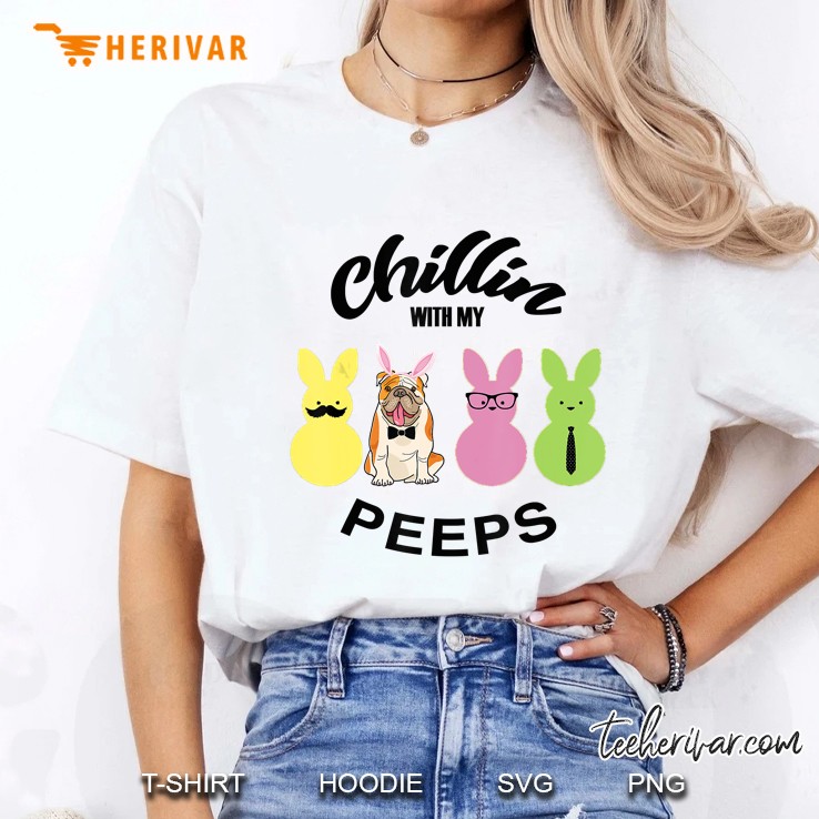 Chillin With My Peeps Bulldog White Version Ladies Tee