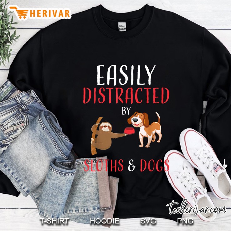 Easily Distracted By Sloths & Dogs Sweatshirt
