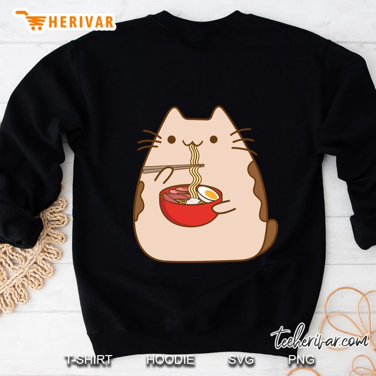 Kawaii Cat Eating Ramen Noodles Sweatshirt