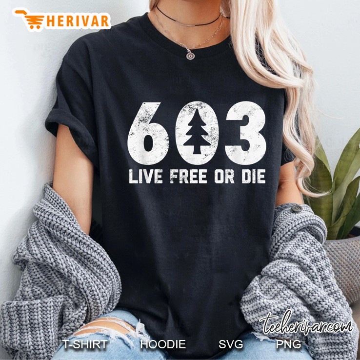 603 Live Free Or Die Tree Silhouette Grunge Version Ladies Tee