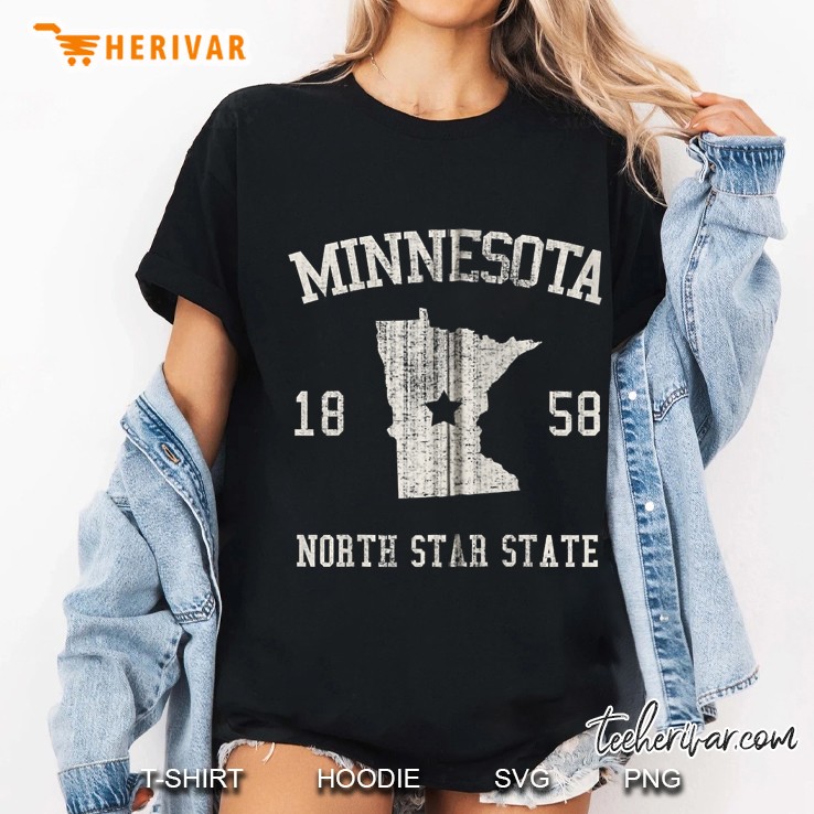Minnesota North Star State 1858 Minnesota Map Version Ladies Tee