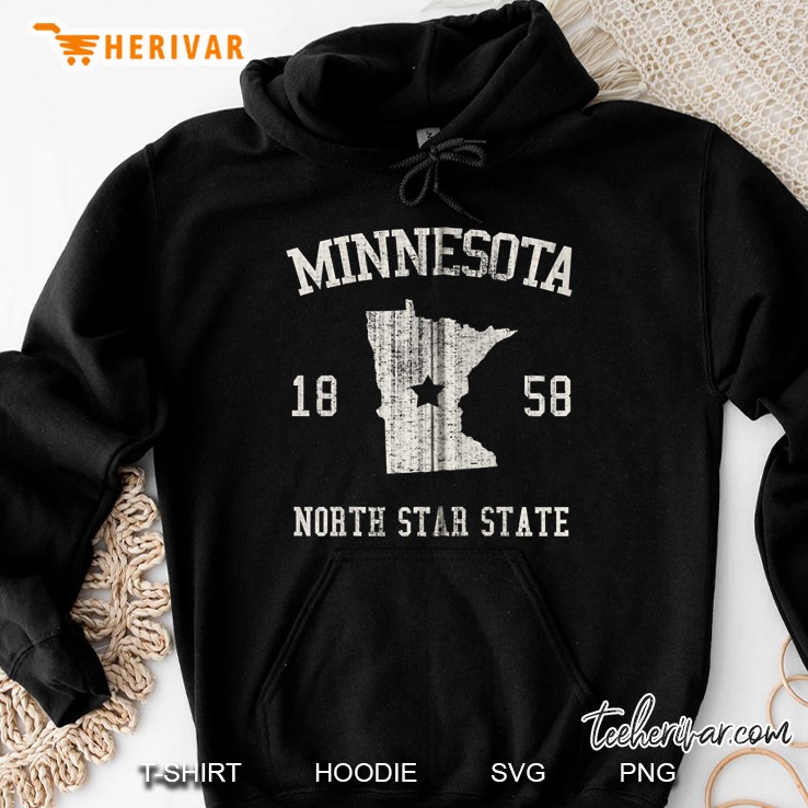 Minnesota North Star State 1858 Minnesota Map Version Hoodie