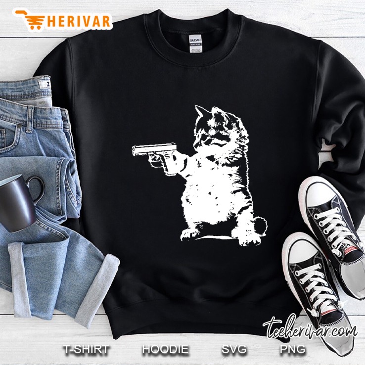 Funny Cat With Gun Sweatshirt