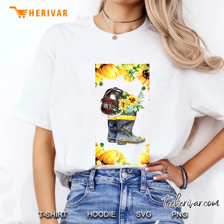 Firefighter Helmet Sunflower Version Ladies Tee