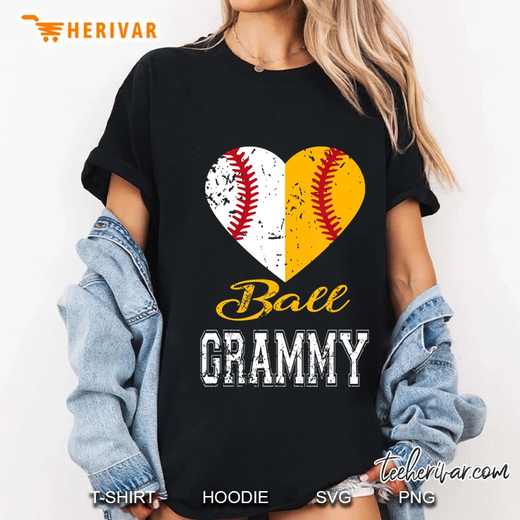 Ball Grammy Baseball Softball Heart Version Ladies Tee