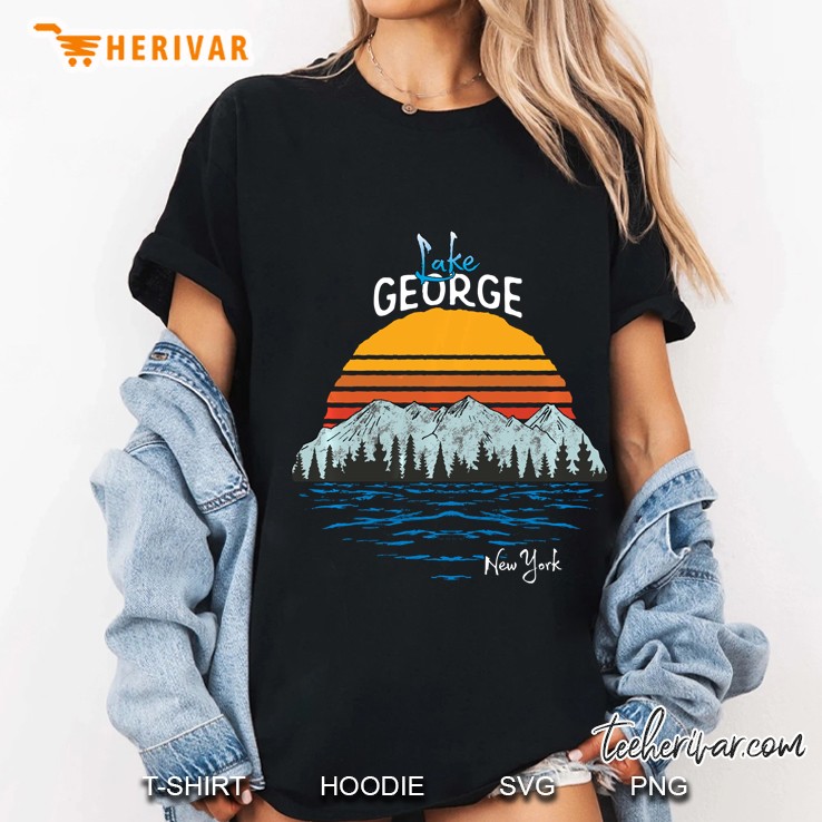 Lake George New York Mountain Sunset Vintage Version Ladies Tee