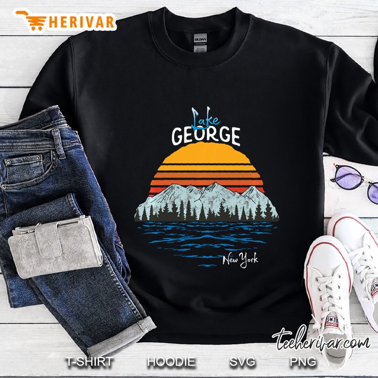 Lake George New York Mountain Sunset Vintage Version Sweatshirt