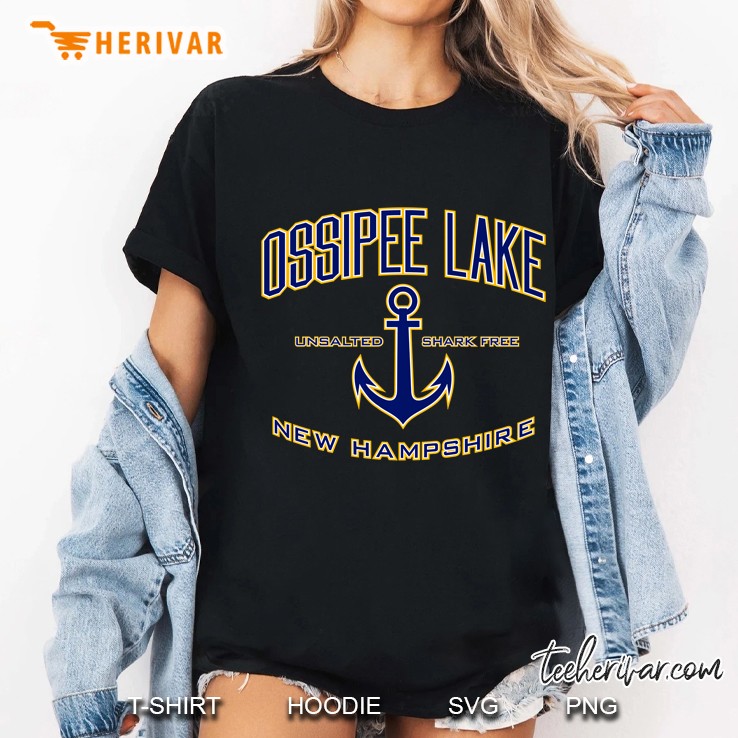 Ossipee Lake Unsalted Shark Free New Hampshire Blue Anchor Version Ladies Tee