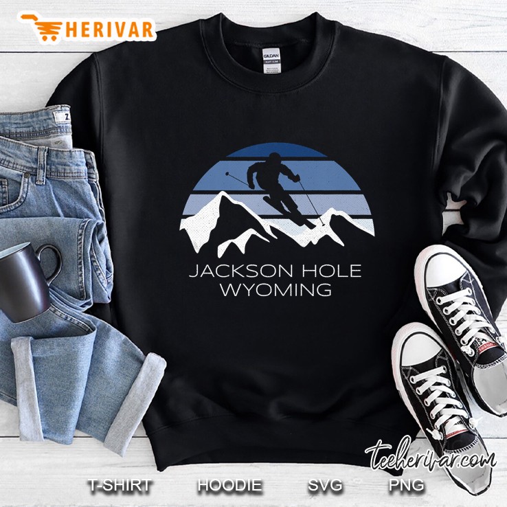 Jackson Hole Wyoming Mountains And Skier Silhouette Version Sweatshirt