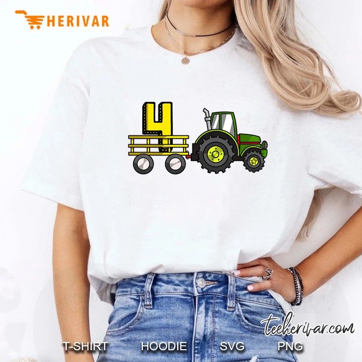 Farm 4 Year Old Barnyard 4Th Birthday Tractor Ladies Tee