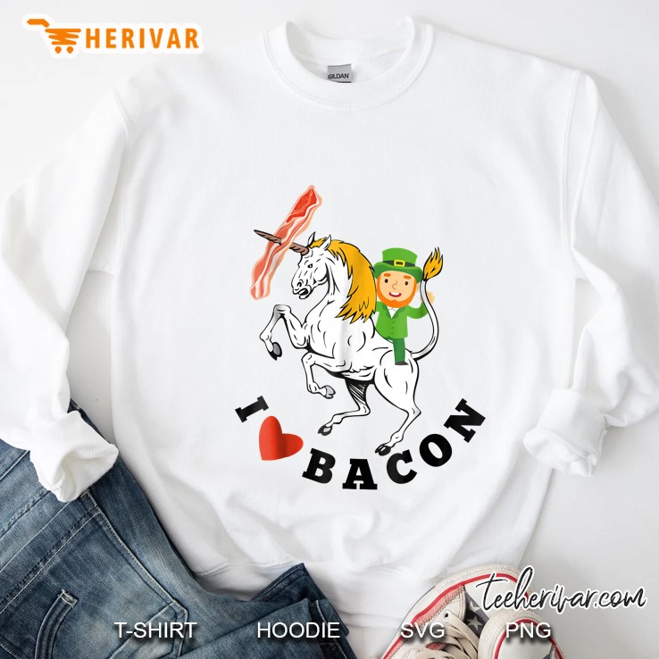 Leprechaun Writing Unicorn Hunting Bacon Sweatshirt